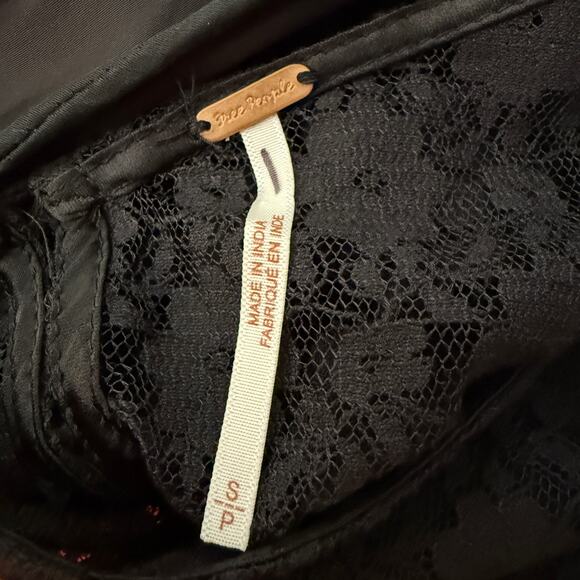 Free People Lace Satin Chemise Slip Dress | Black | Dainty Feminine Romantic | S - Picture 3 of 11